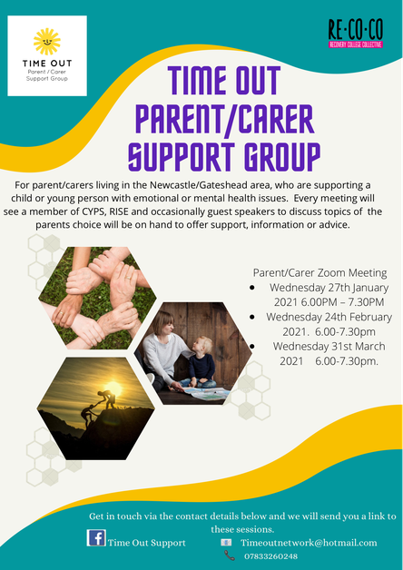 Poster for Time Out Parent/Carer Support Group